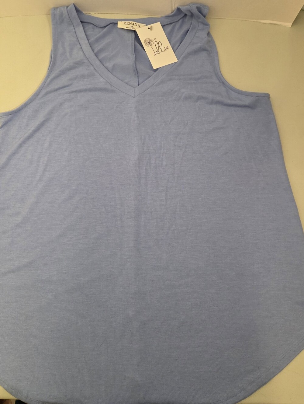Zenana Plush V-neck Tank Top Periwinkle Size XL NWT